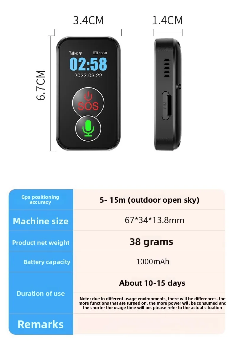 GPS Elderly Locator Watch - Anti-Loss Tracker with Calling Function for Dementia Patients, Senior Safety Monitoring Device