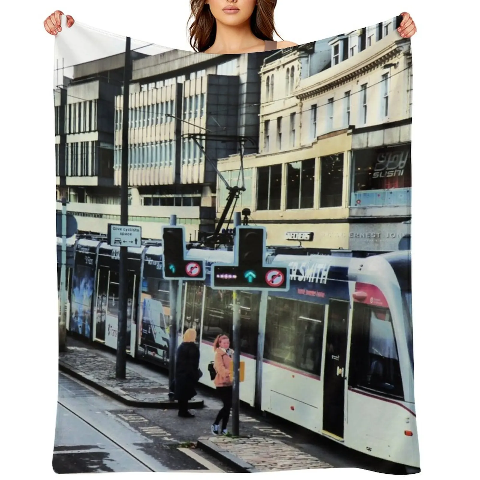 

Edinburgh City Princes Street Tram in colour in I art Throw Blanket Large Luxury Fashion Sofas Hairys Blankets