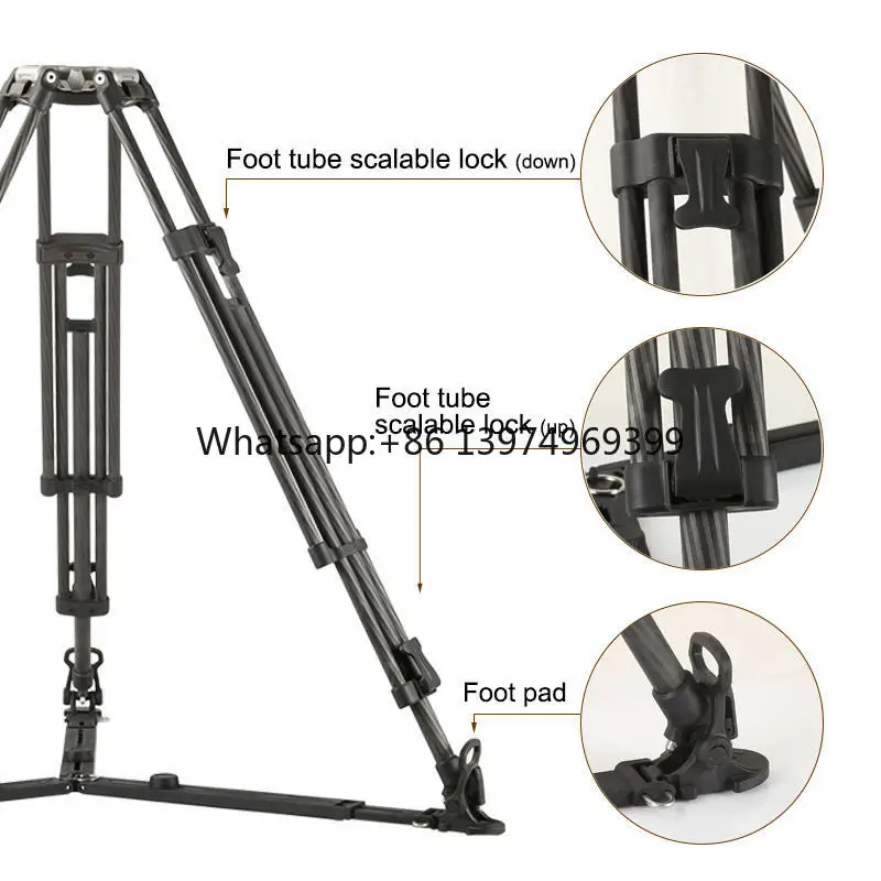 Best Seller OBO Professional Heavy Duty Carbon Fiber Camera DV Tripod Fluid Damping Head 15kg Load Capacity