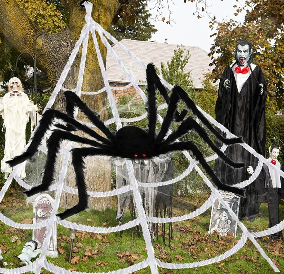 30cm/50cm/75cm/90cm/125cm/150cm/200cm Halloween Giant Black Plush Spider Decoration Haunted House Prop Indoor Outdoor Decor Toy