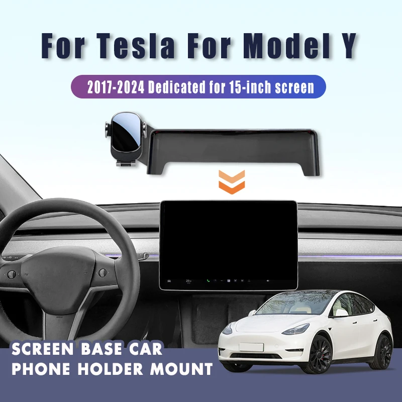 

Dashboard Screen Car Phone Holder Mount For Tesla Model Y Model 3 2017-2024 - Fixed Anti-Shake Car Accessory, Easy Installation