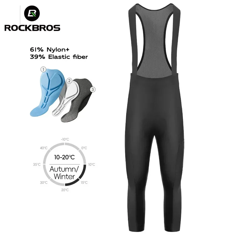 

ROCKBROS велосипедные брюки мужские дышащие длинные брюки с 3D подушкой мягкие брюки для шоссейного велосипеда нагрудник колготки зимние термофлисовые колготки нагрудник