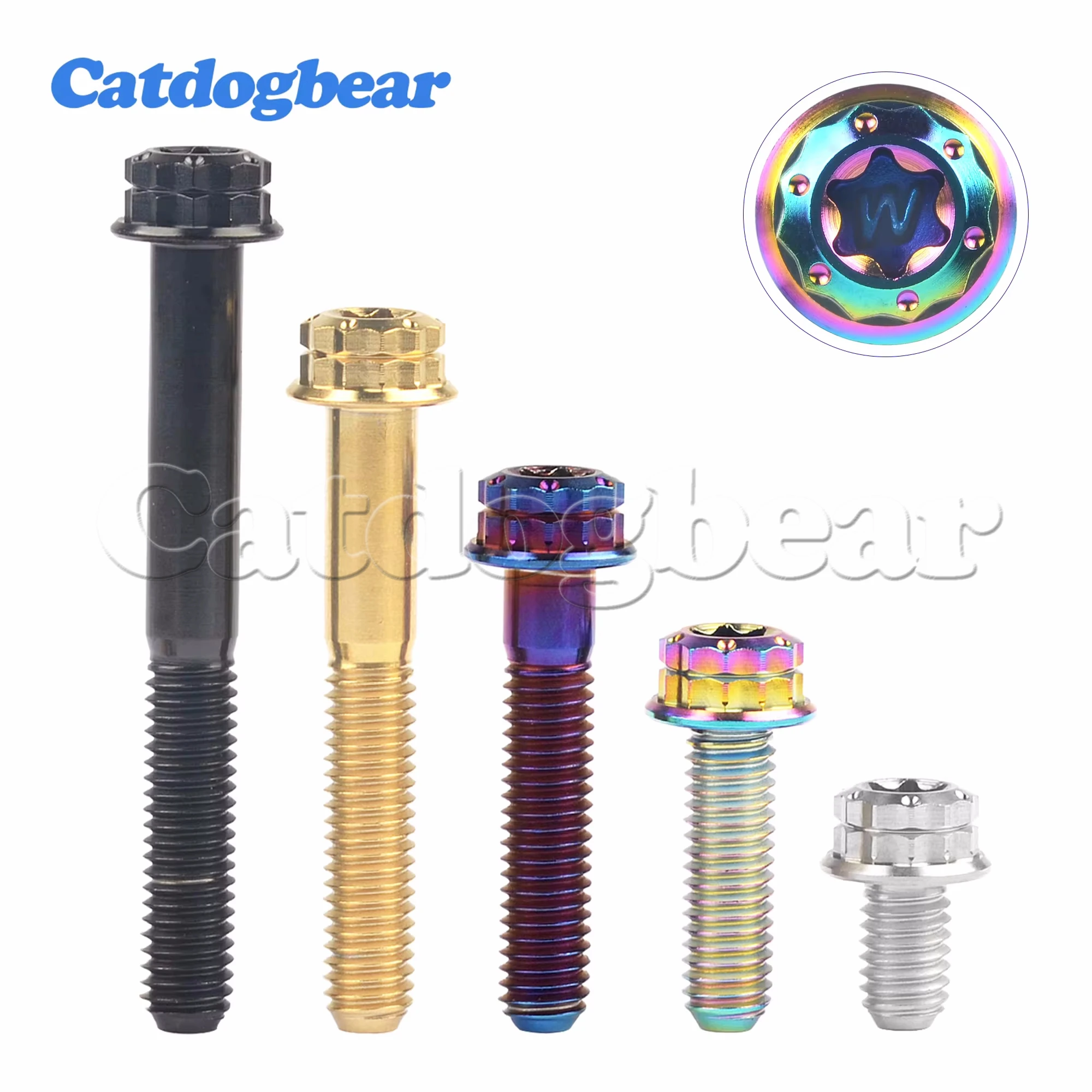 

Catdogbear 4PCS Titanium Bolts M8x15 20 25 30 35 40 45 50 55 60 65 80mm T40 Torx Flange 12-Point Screw for Auto Motorcycle Parts