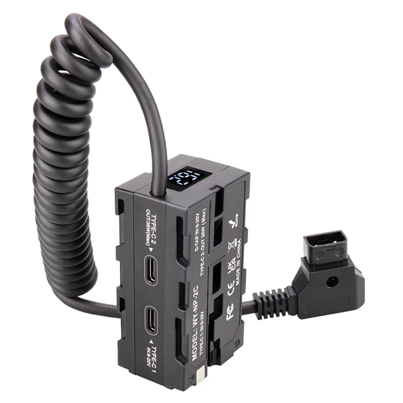 News Dummy Battery NP-F NP-F Double-Sided Dummy Battery Virtual Battery Monitor LED Light External V-Port Power Supply