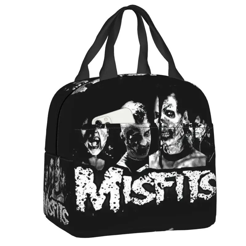 Misfits Skull Punk Rock Insulated Lunch Box for Women Horror Thermal Cooler Lunch Bag Kids School Children Food Container Tote