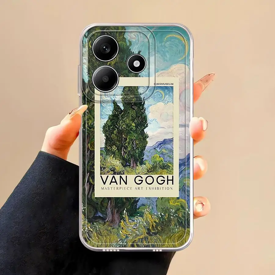 حافظة لهاتف Xiaomi Redmi Note 9S 10Lite 12 13 14 Pro Plus 9 10 11 Pro 11S 12S 10S غطاء شفاف فان جوخ عباد الشمس #4