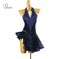 2024 Velvet Latin Dress Women Kids Dance Wear Latino Salsa Latin Dance Competition Dresses Customize Stage Costume Samba 1543