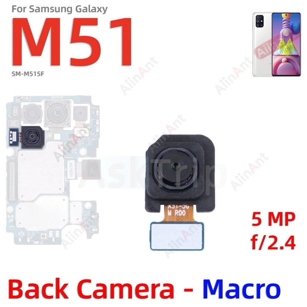 Macro Depth Wide Main Small Front Back Rear Camera Flex Cable For Samsung Galaxy M51 M53 M515F M526B 4G 5G