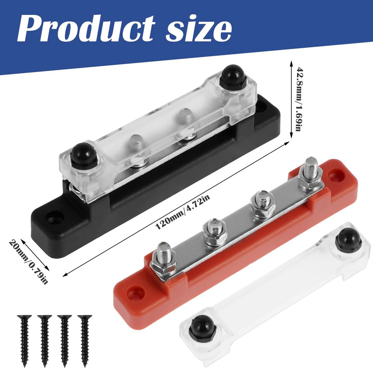 Power Distribution Block, Bus Bar Junction Block Battery Busbar Terminal Block Ground Connecting Block 12V - 48V