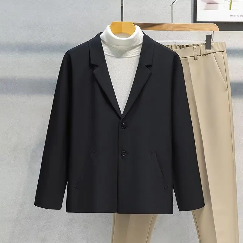 

Осенний повседневный мужской однобортный костюм: легкий, идеально сшитый, не требующий глажки, с эффектом высокого класса, модный, молодежный, маленький...