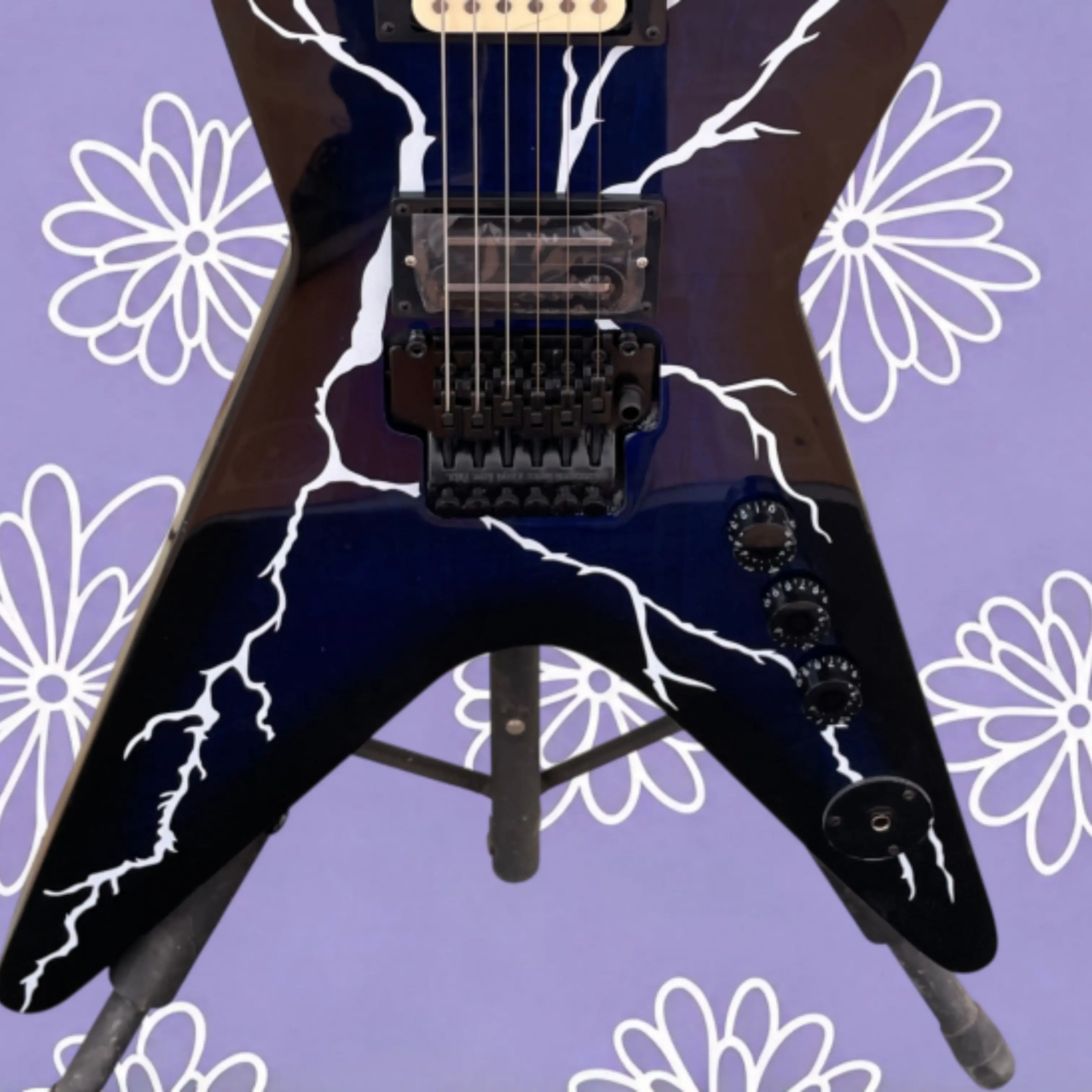 6-String Electric Guitar, Gloss Black-Blue Gradient & White Lightning Graphic for Rock & Metal Stage Players Guitars Guitarra