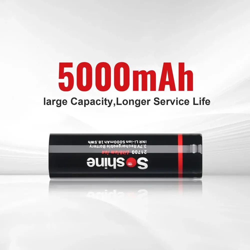 Soshine 21700 5000 mAh Lithium-Ionen-Akku 3,7 V 3C Entladung Hochleistungsbatterien für Hochleistungsgeräte Akku