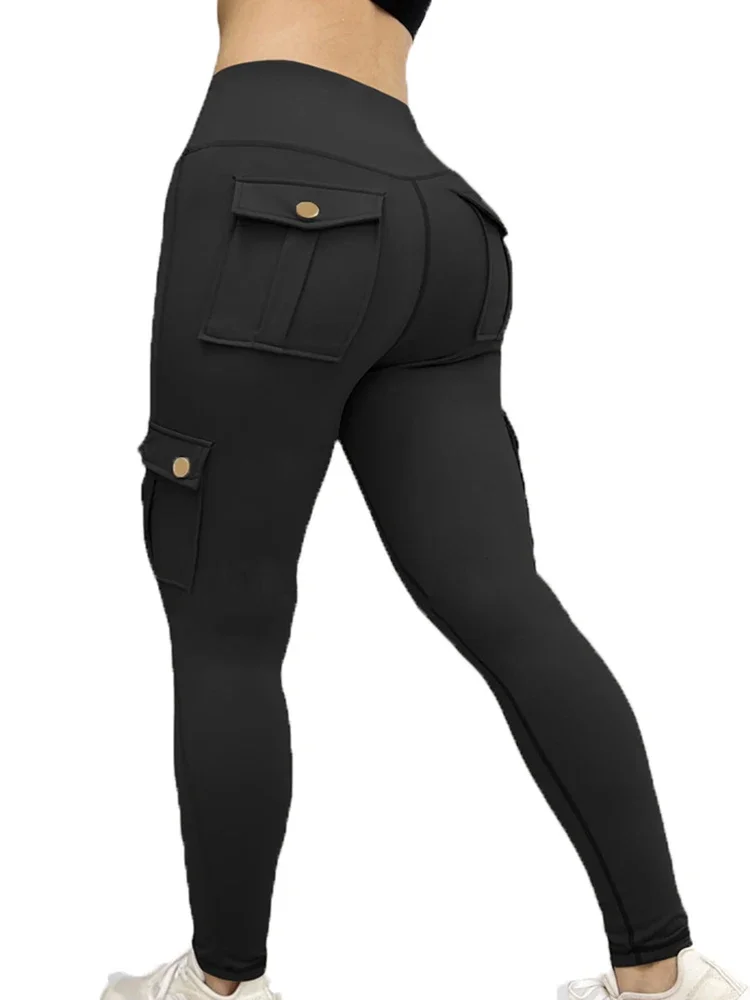 Leggings de gimnasio con bolsillos para mujer, pantalones deportivos de cintura alta a la moda, mallas deportivas cómodas elásticas ajustadas para exteriores