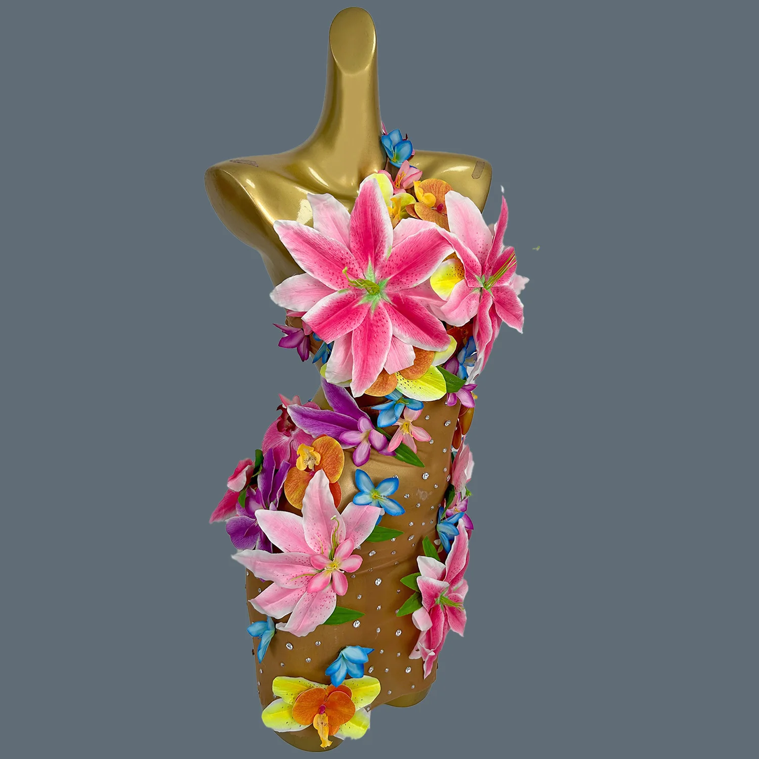 Women Trendy Night Party Dress gig Costume Sexy See Through Mesh Flowers Dress Birthday Celebrate Photo Shoot Wear Fangzhenhua