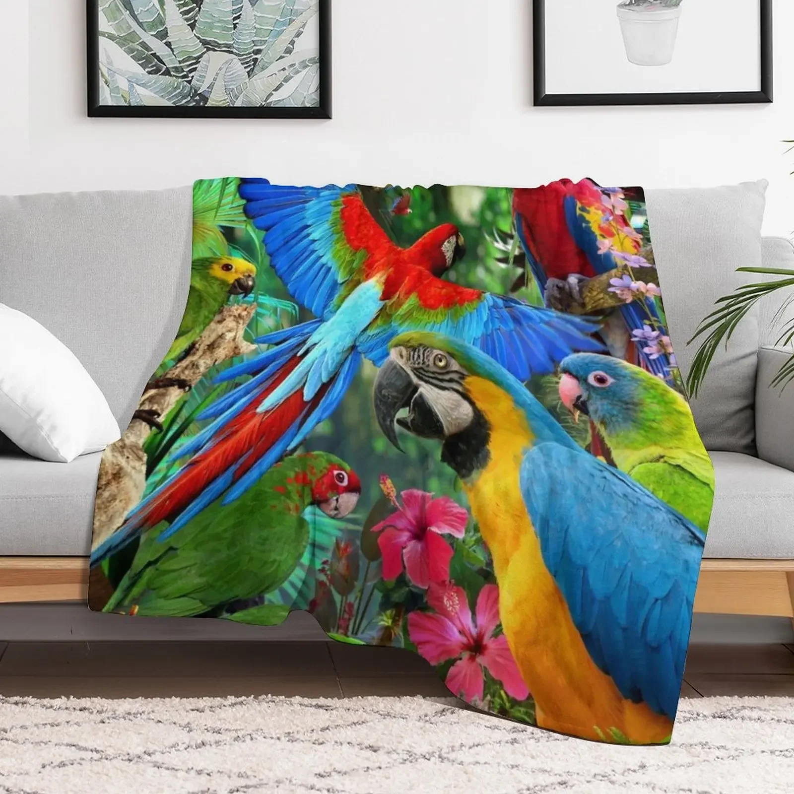 Parrots Throw Blanket Ultra Soft Flannel Fleece Blanket for All Seasons