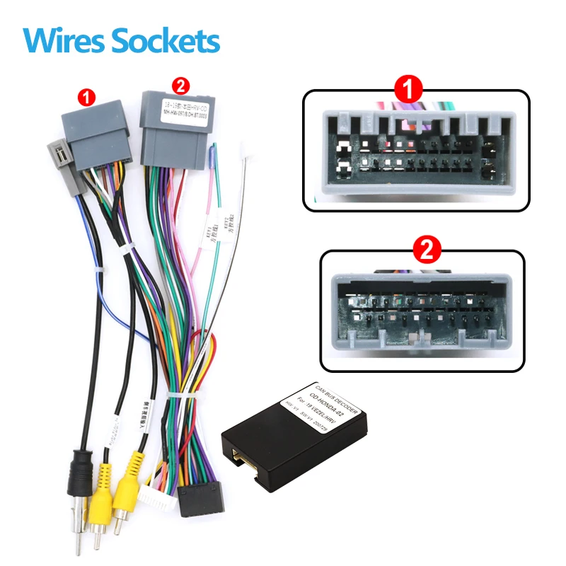 android Car radio wire cable adapter canbus box  For Honda HRV HR-V VEZEL 2018 2019 16 pin stereo Wiring Harness Plug Power