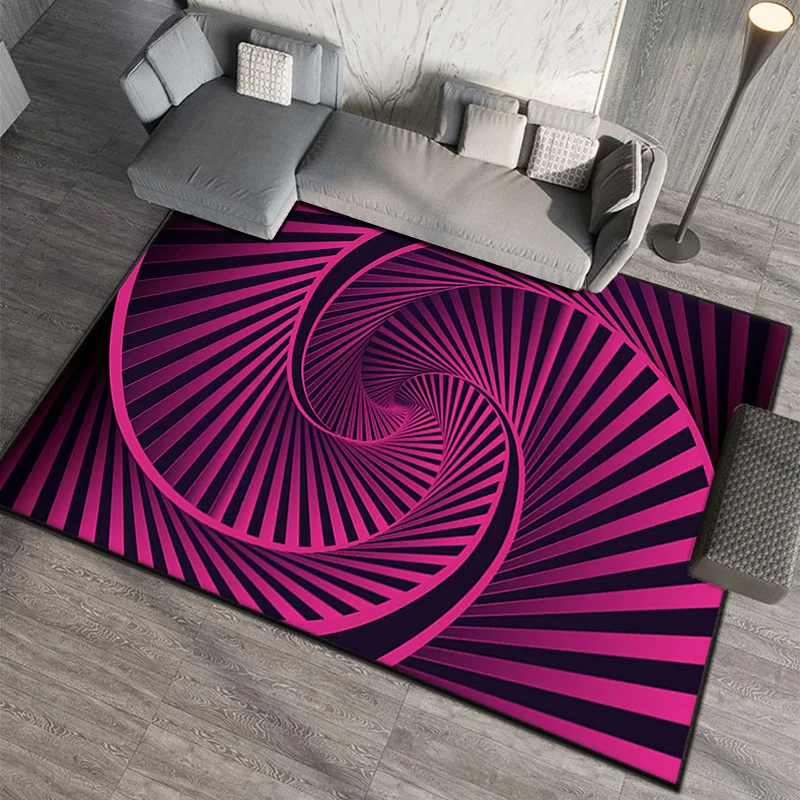 Nordic Geometric Vortex Trap Teenager Room Decoration Carpets for Living Room Bedroom Non-slip Area Rugs Home Washable Floor Mat