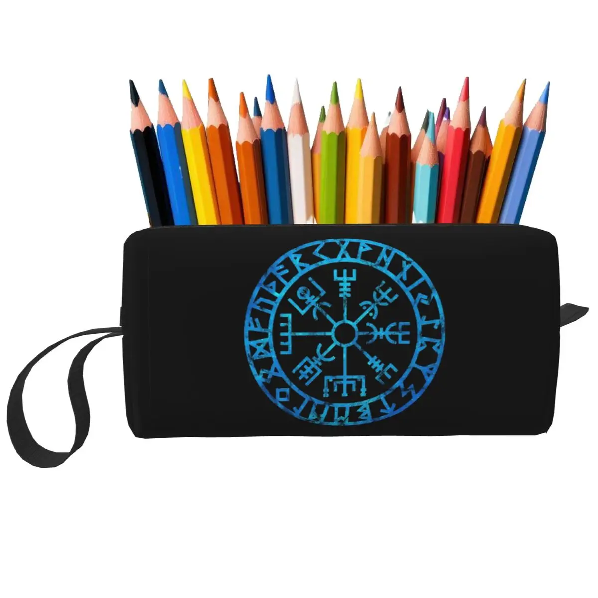 Vegvisir Icelandic Futhark Runes Compass Norse Mythology Viking Pencil Case Pen Box Pencil Bag Stationery Supplies Cosmetic Bag