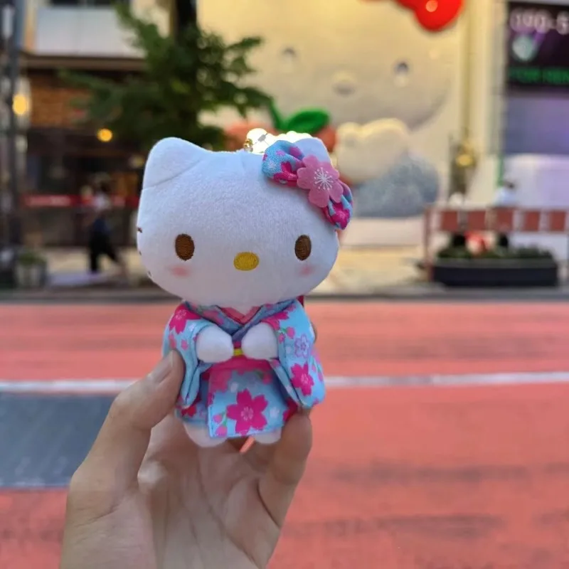 Sanrio cartoon hello kitty quimono série chaveiro de pelúcia pingente mochila diária acessórios de moda personalizados