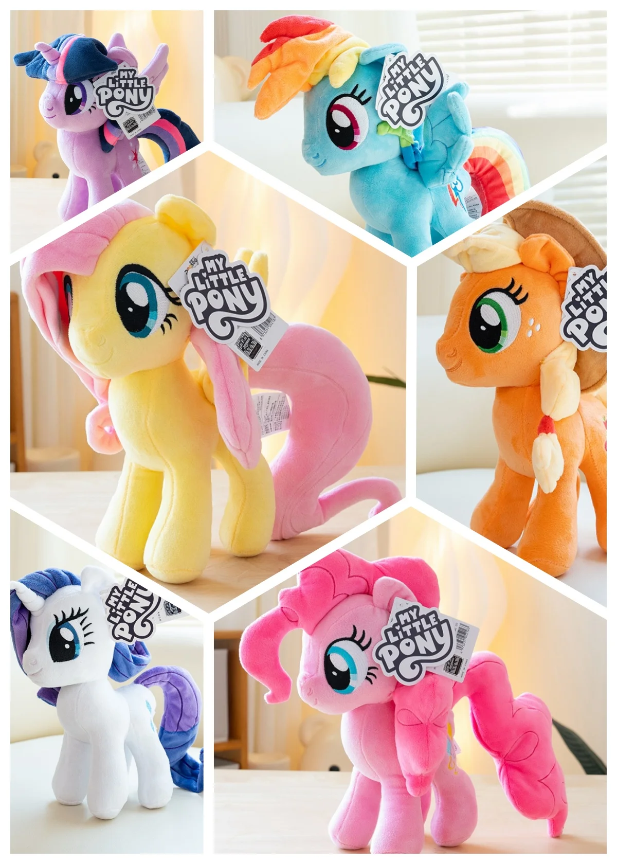 My Little Pony Plush Toys Twilight Sparkle Pinkie Pie Rarity Fluttershy Applejack Rainbow Dash Stuffed Doll Kids Halloween Gifts