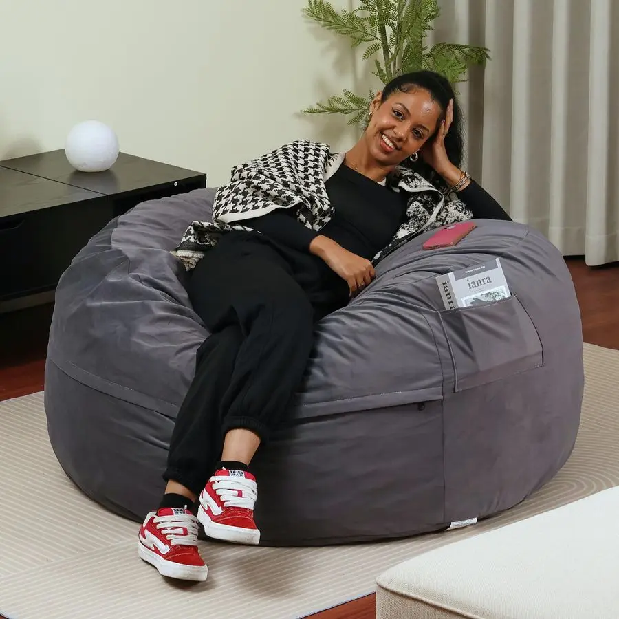 

Bean Bag Chairs, 4Ft Bean Bags for Adults, Large Oversized Beanbag Chair with Memory Foam Filled and Soft Removable Washable Cov
