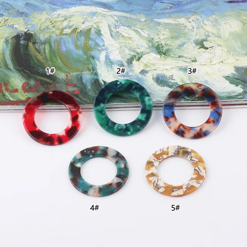 1pcs Diy Handmade Jewelry Accessories Acetate Single Hole Hollow Round Personality Earrings Material Charms