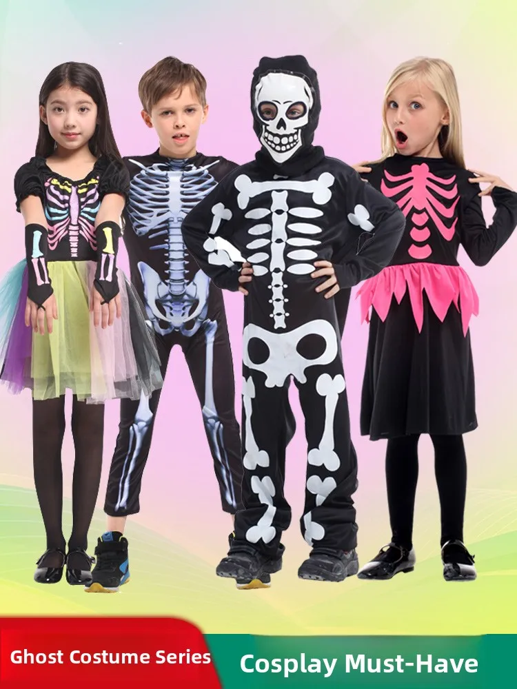 

Halloween Terroristic Skeleton Ghost Costume Set Children Scary Zombie Fake Hair Mask Prop Ghost House Zombie Clothing
