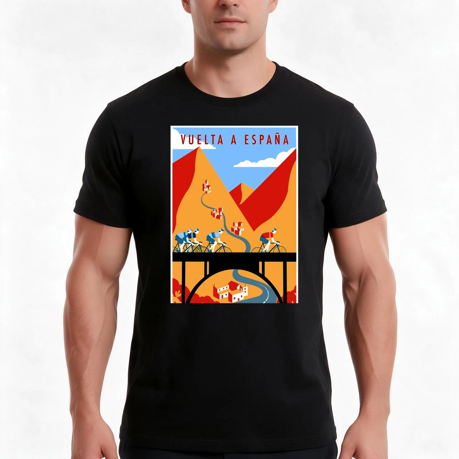 VUELTA A ESPANA Vintage Bicycle Racing Print T-Shirt, Summer Casual Cotton Tee, Oversized Streetwear Tops, Vintage Graphic Print