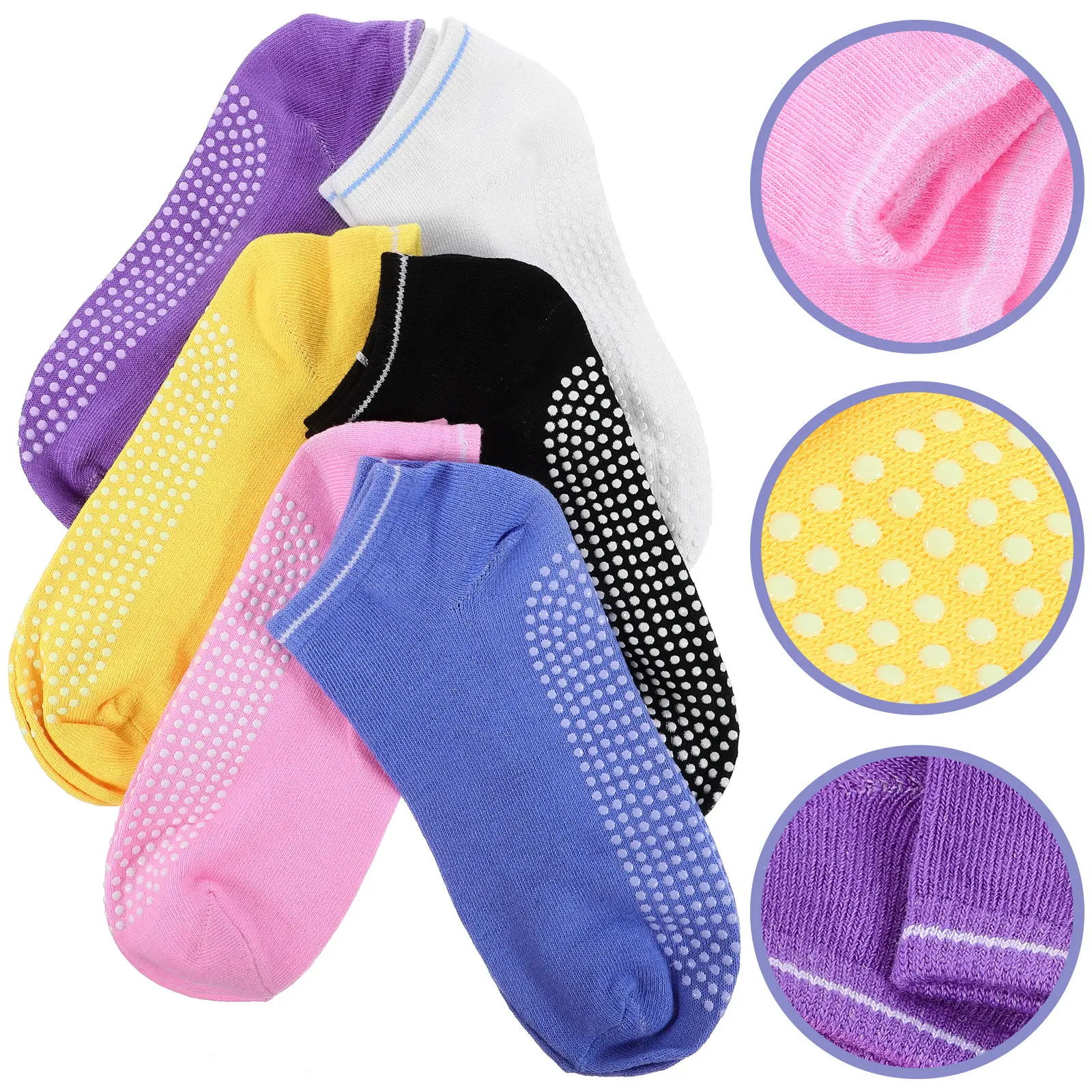 6Pairs Non Slip Yoga Socks Breathable Ankle Socks Low Cut No Show for Dance Pilates Trampoline Sports Running Sock