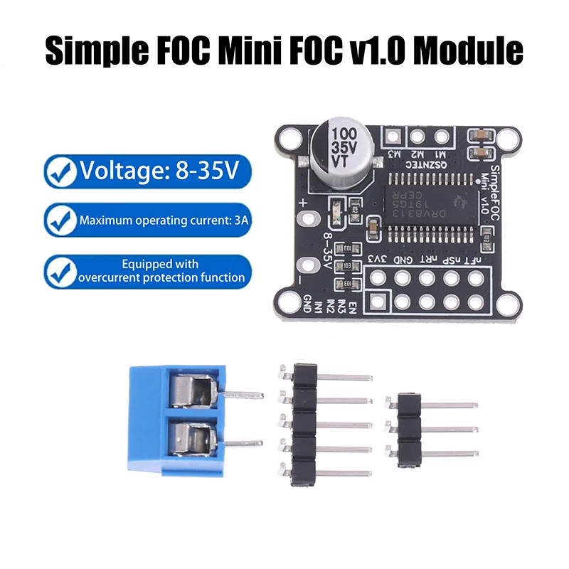【W】Simple FOC Mini DRV8313 Module DC Brushless Motor Driver Board SVPWM Control DC 8-35V