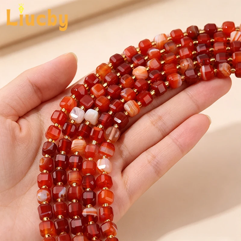 Red-Line Achat Quadratische Perlen Naturstein Zuckerform Lose Zwischenperlen DIY Armband Halskette Schmuckherstellung Zubehör Handgemacht – Detail 6