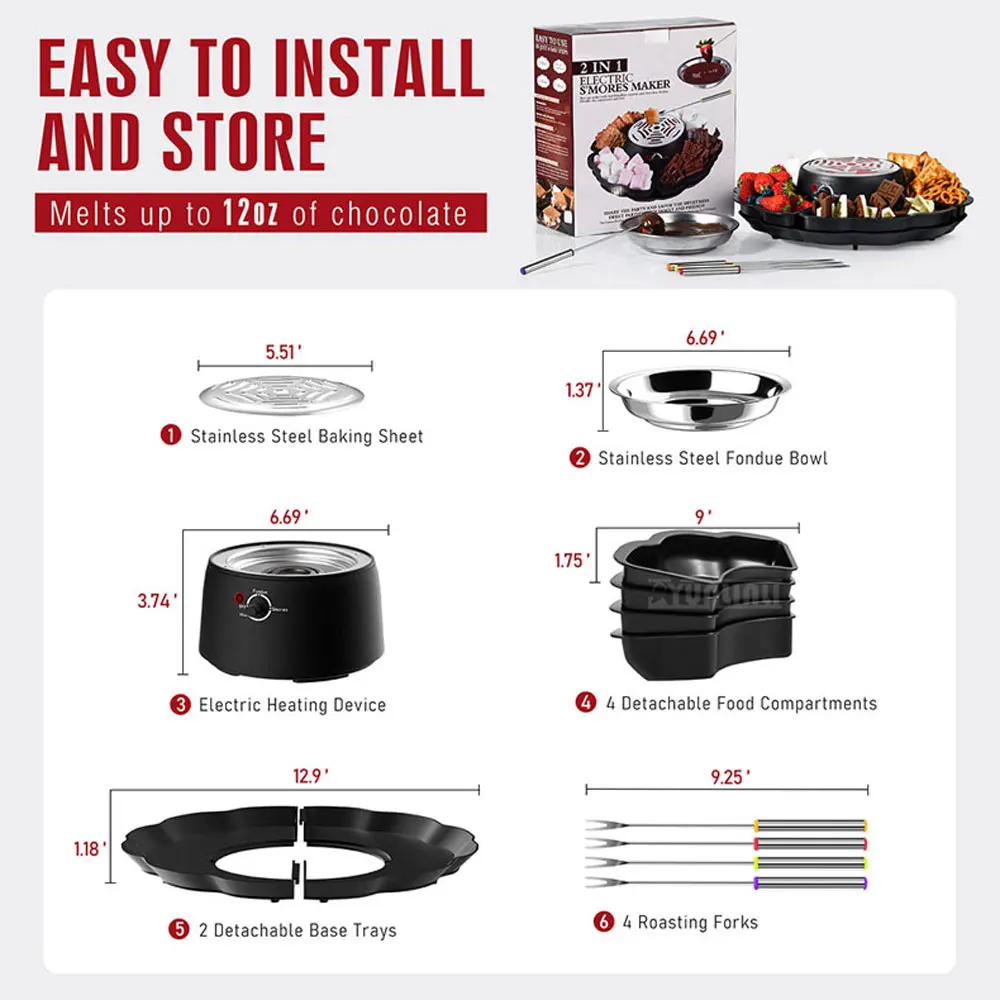 Chocolate Cheese Electric Cooker Stainless Steel Electric Roast Cotton Candy Stove 2-in-1 with Snack Fruit Plate