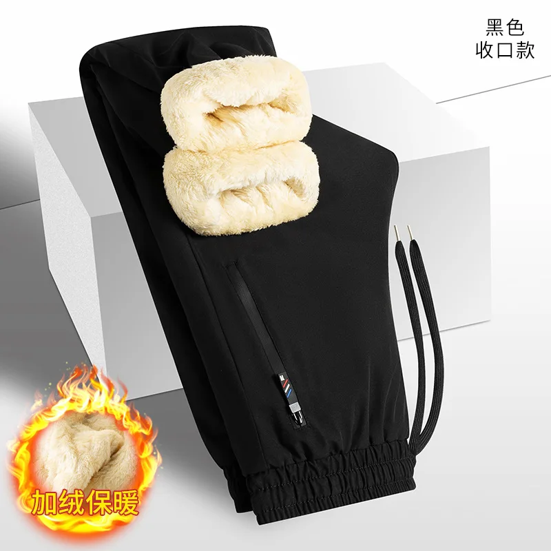 Men Pants Versatile Lamb Wool Casual Pants Loose Sport Pants Men Fleece-lined Thickened Winter Warm Knee-protecting Cotton Pants