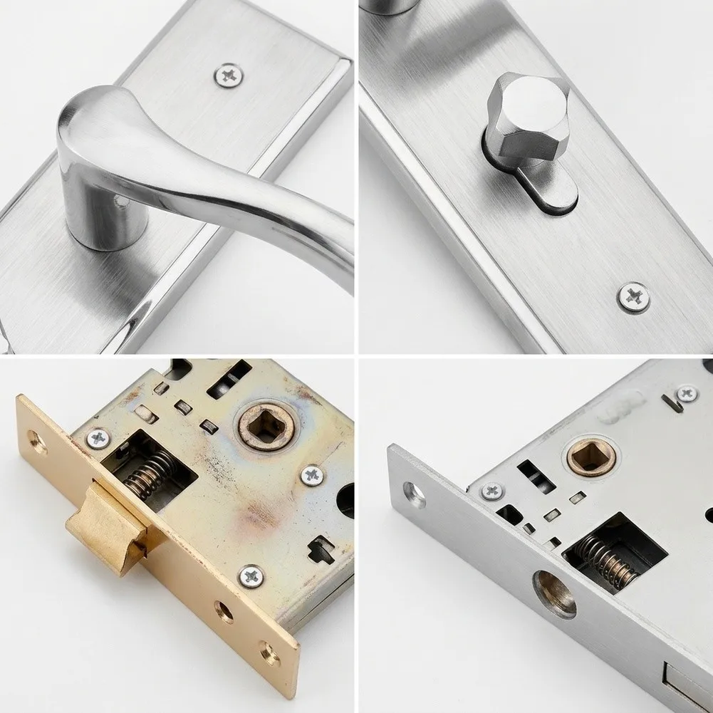 Stainless Steel Interior Door Lock Set with 40mm Backset 75mm Latch Distance and Mortise Body for Smooth Operation