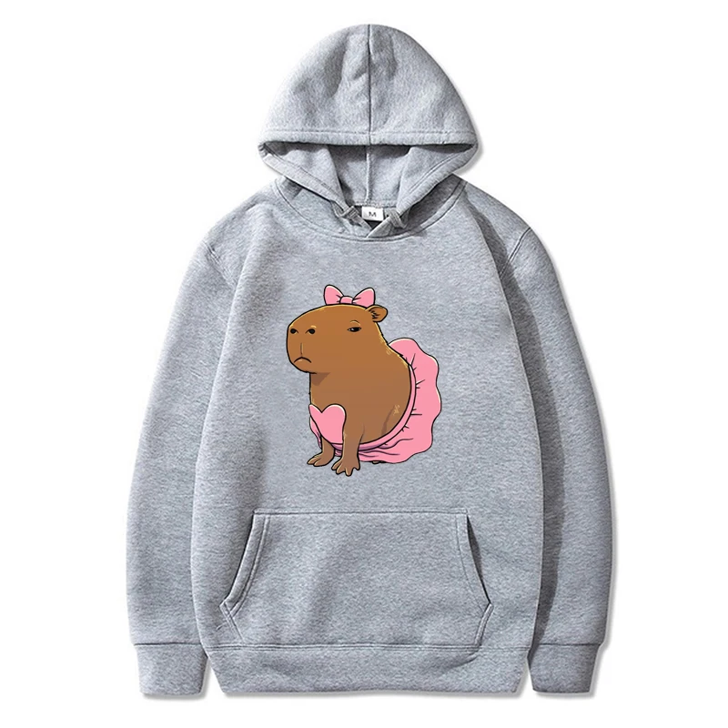 

Women Men Autumn Winter Hoodie Cute Pink Capybara Printed Hoodies Cartoon Oversize Pullover Y2k Grunge Sweatshirt Girl Vintage