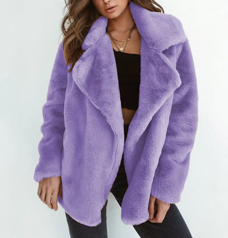 

Autumn and Winter Jacket for Women Fashion Casual Solid Color New Thickened Warm Lapel Coats