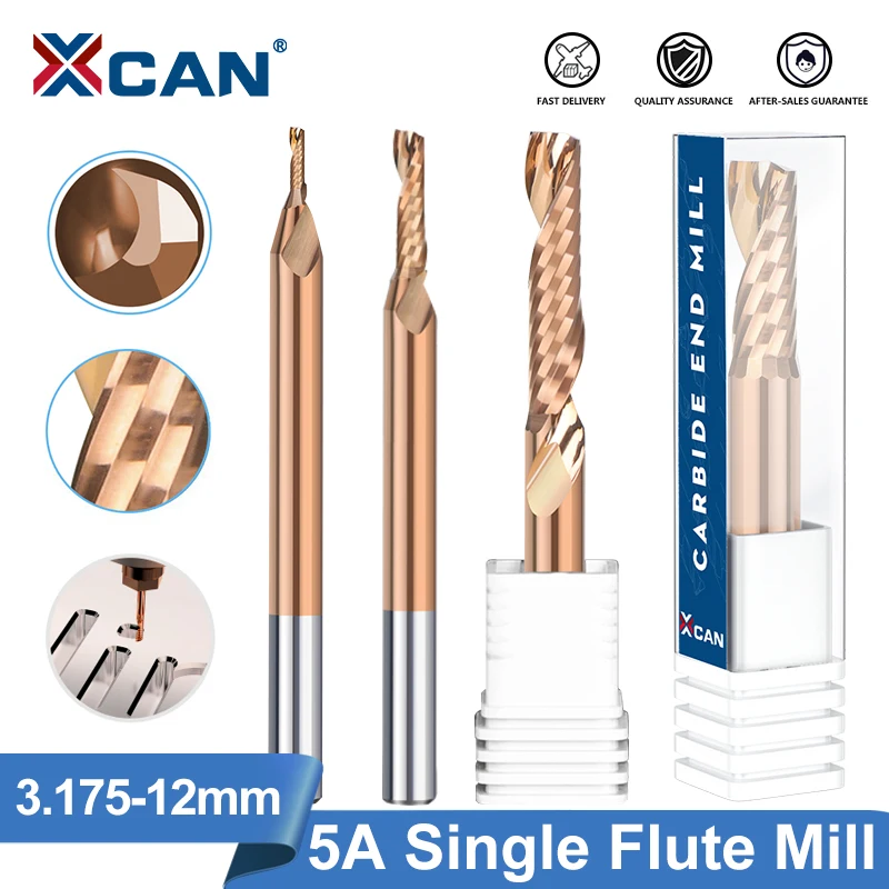 XCAN 3,175-12 мм хвостовик 1-зубая твердосплавная концевая фреза с покрытием TiCN спиральная фреза для алюминия и меди фрезерный инструмент с ЧПУ XCAN 3,175-12 мм хвостовик 1-зубая твердосплавная концевая фреза с покрытием TiCN спиральная фреза для алюминия и меди фрезерный инструмент с ЧПУ