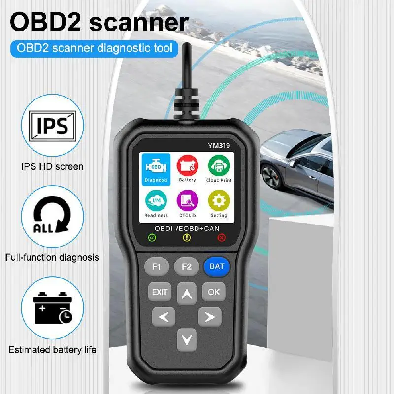 Scan Battery Test Diagnostic Tool, Enhanced IPS Color Screen Car Code Reader Can Check Engine Clear Fault Lights