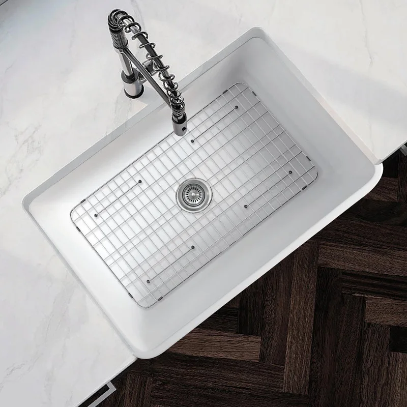 

American kitchen ceramic sink washing basin semi-embedded under the counter, household kitchen single slot deepening