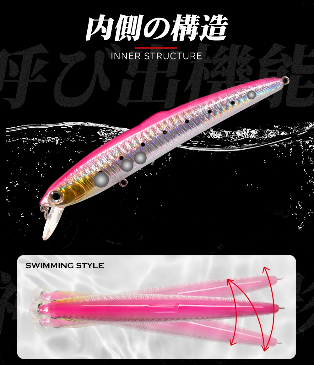 Hunthouse Saruna Minnow 90 & 125 & 147mm Schwimmender Köder Wobbler Köder Jerkabit Köder zum Angeln Seebarsch Minnow Köder – Detail 10