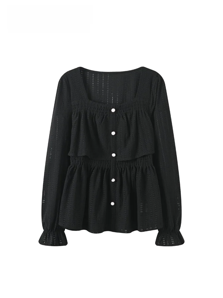 

Женская повседневная блузка CaraCLUB больших размеров с квадратным вырезом и длинными рукавами, новинка весенней коллекции, универсальный топ для полных женщин