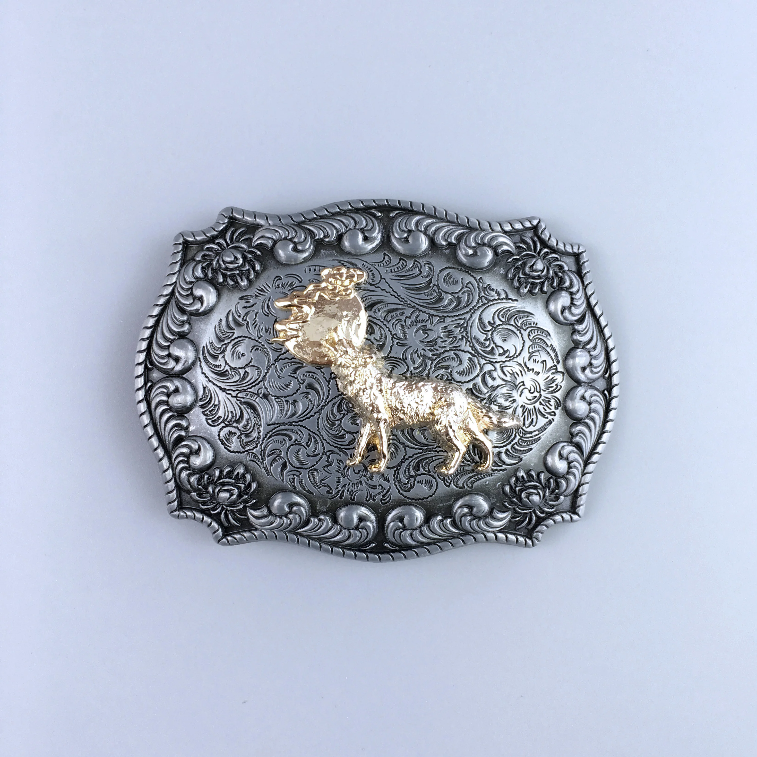 Western Cowboy Wildlife Wolf Double Color Belt Buckle Hebilla BUCKLE-WT135