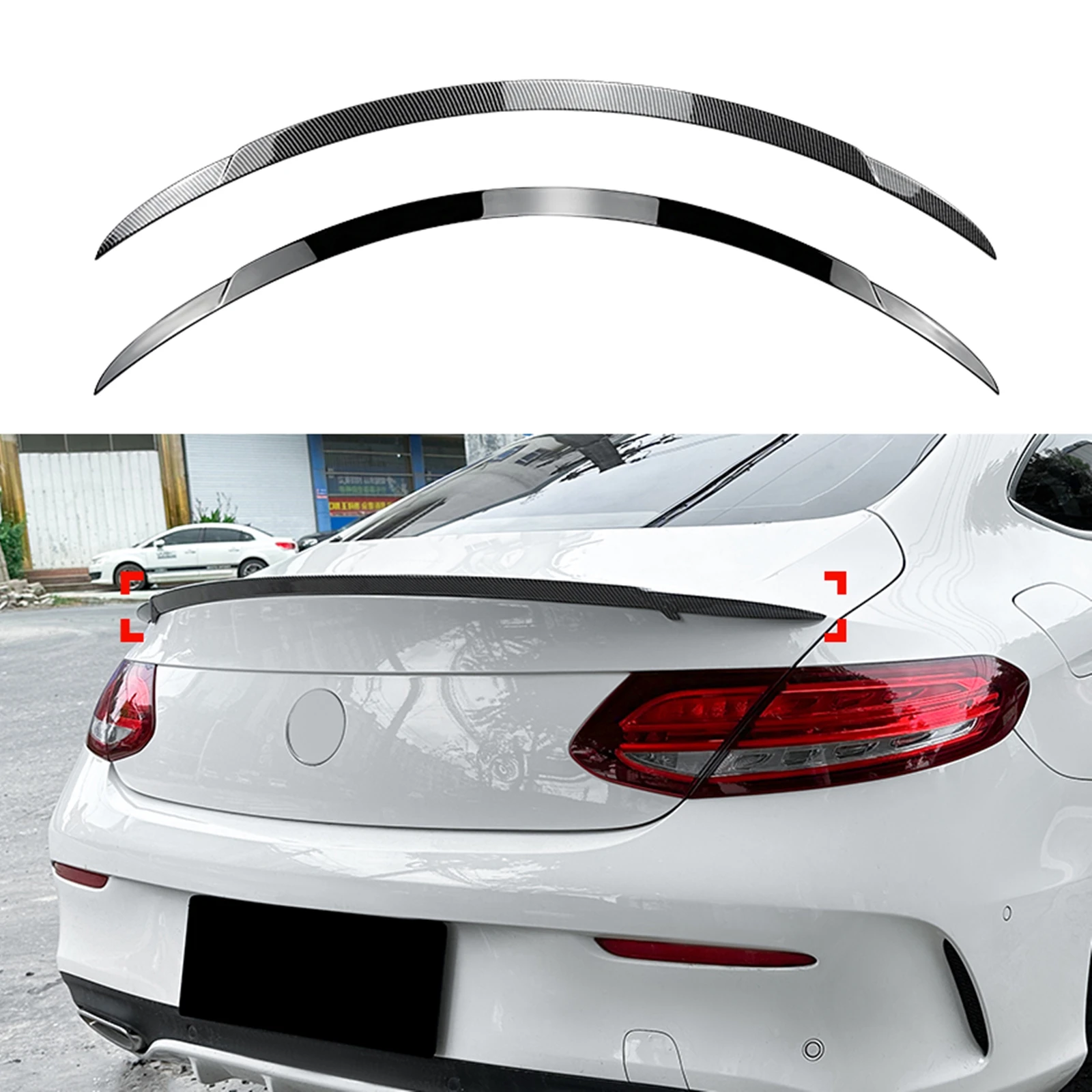 

Rear Spoiler Wing For Mercedes Benz C Class Coupe C205 C200 C260 C300 AMG 2015-2021 Gloss Black/Carbon Fiber Look Splitter Lip