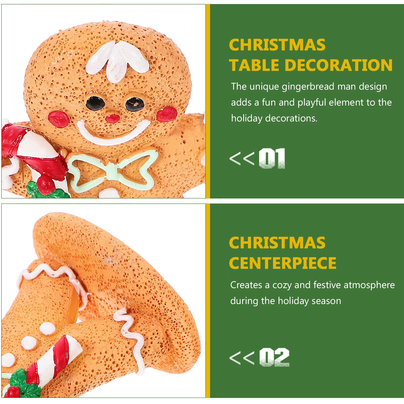 

Christmas Gingerbread Man Resin Ornament Cartoon Cute Xmas Table Centerpiece Charming Holiday Decoration Desktop Decor