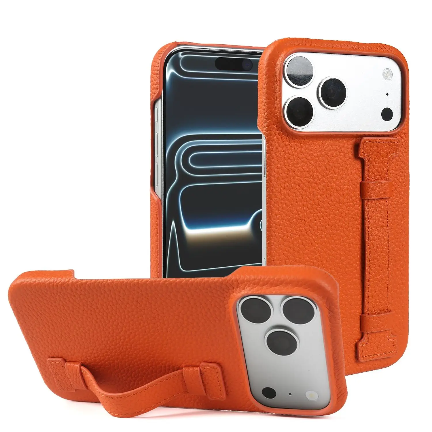 

Премиальный чехол-накладка из натуральной кожи с ремешком на запястье для iPhone 17 Pro Max 16 15 14 13 12 11, жесткий защитный чехол для телефона в деловом стиле