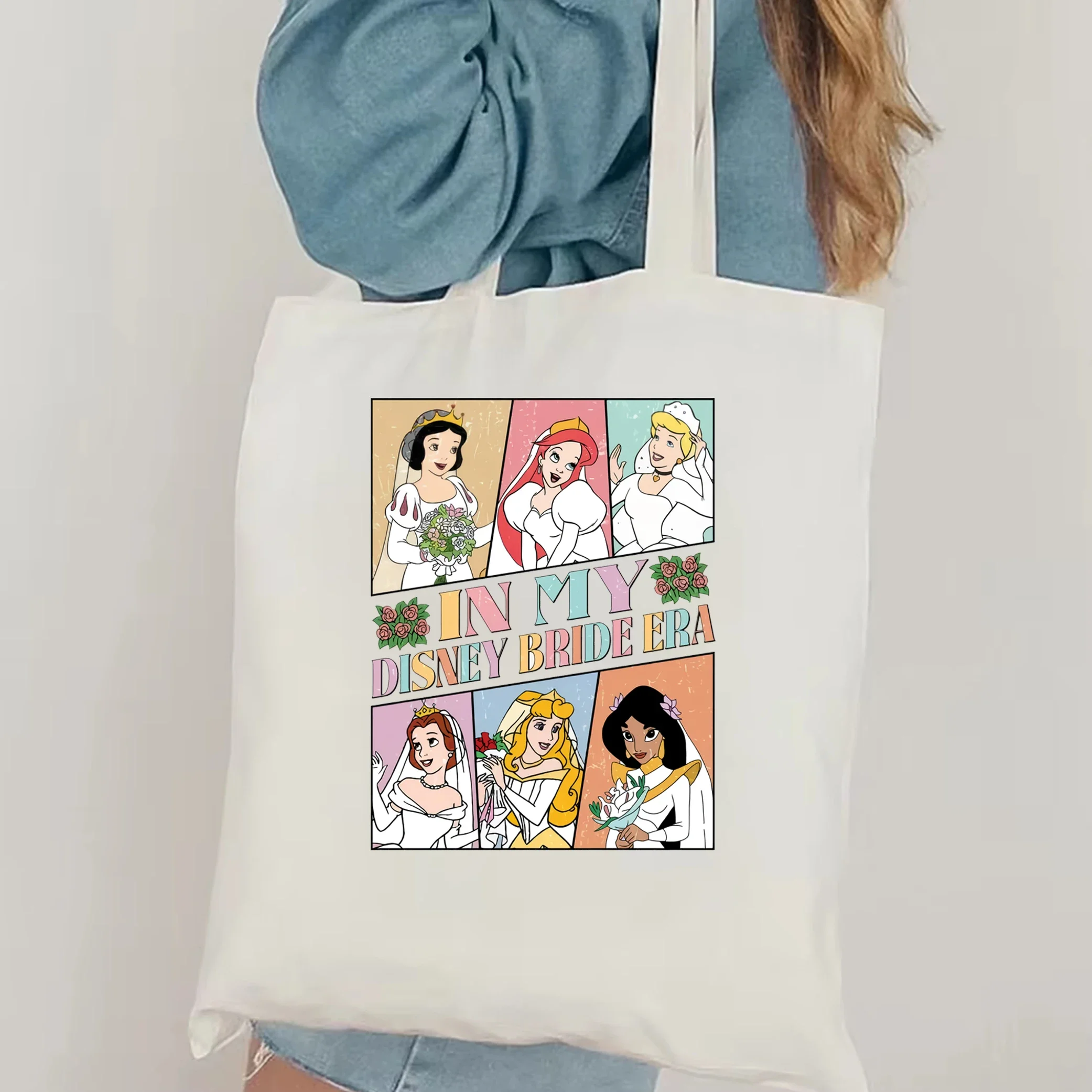 In My Disney Bride Era tote bag Princess addio al nubilato borsa cosmetica Disney Bride Girls Club Canvas Bag Bride Squad tote Bag