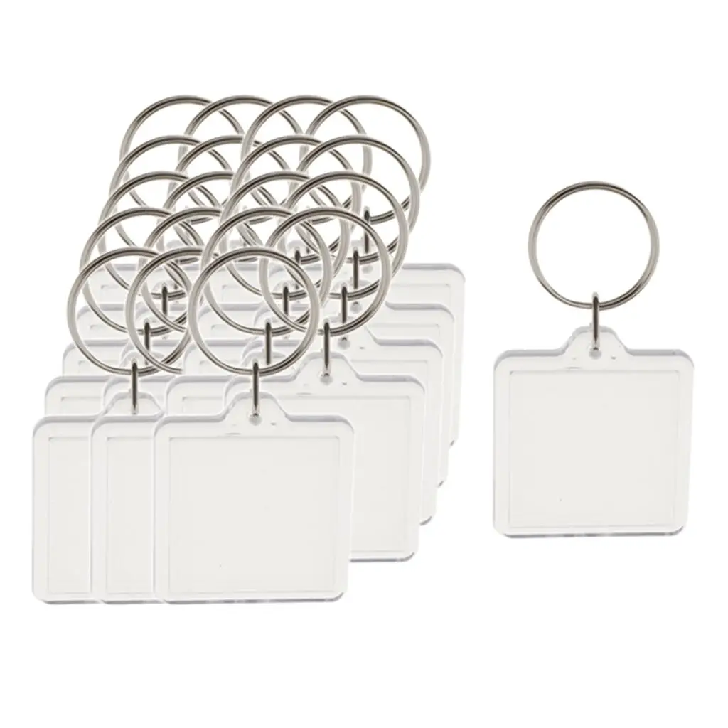 Acrylic Keychain Clear Split Ring Photo Frame Insert DIY Craft Supply for Customizable Gift Projects