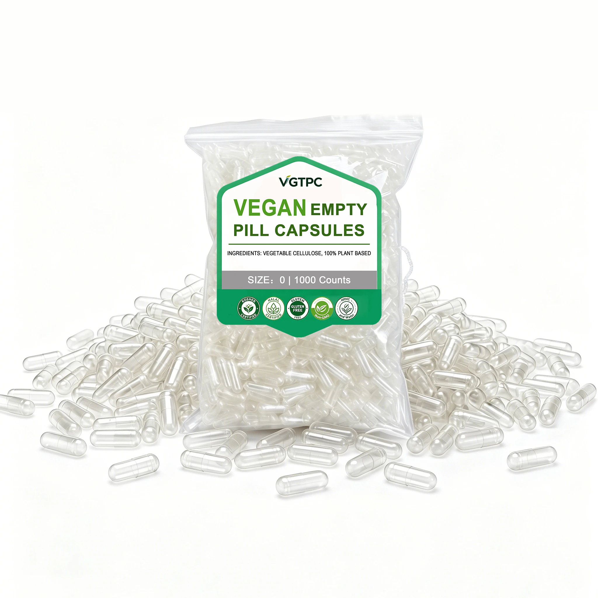5000PCS HPMC Vegetarian Empty Capsules Size 00 0 Halal Transparent DIY Standard Joined Separated Capsule for DIY Supplement Maki