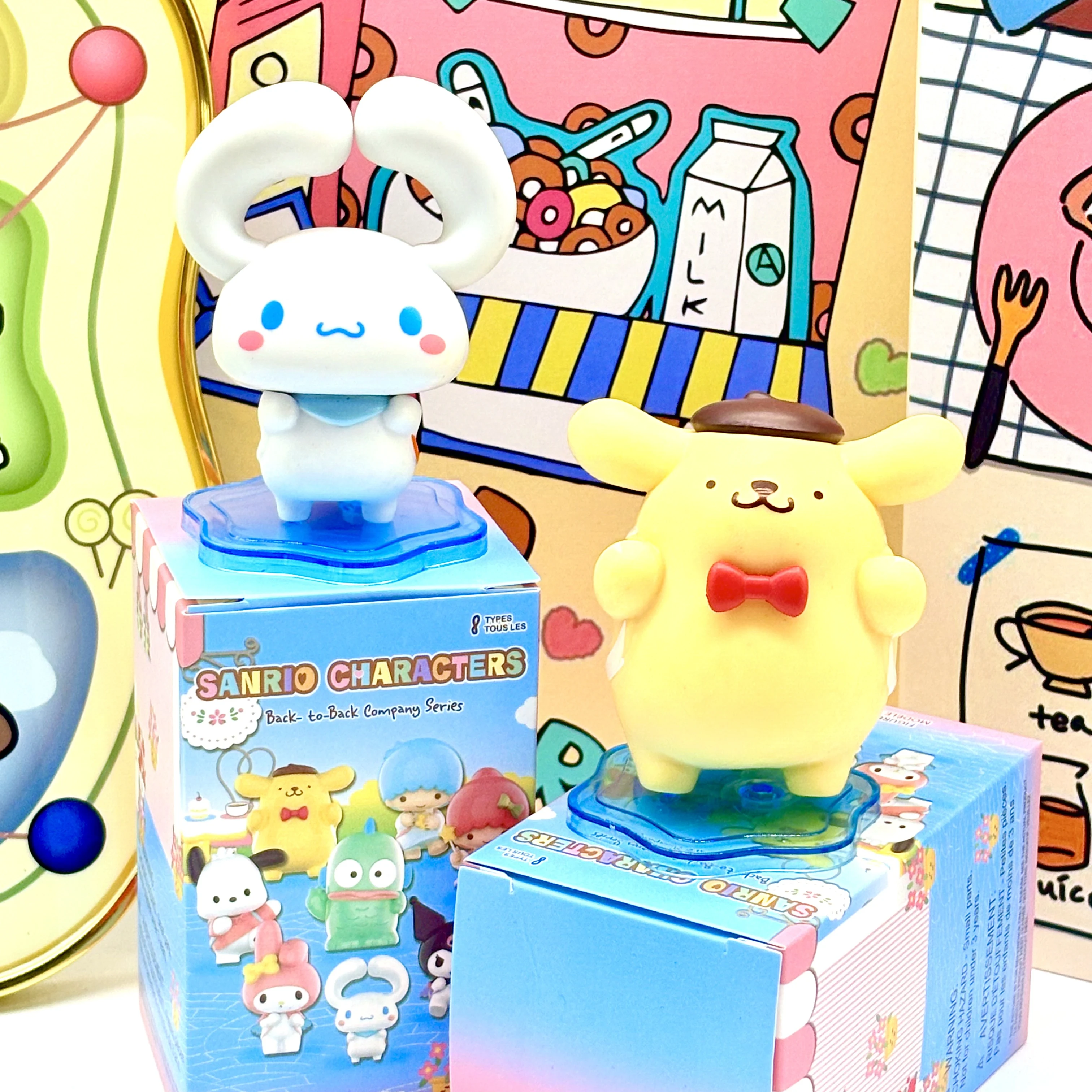 Sanrio Kuromi ma mélodie Hangyodon cannelle pompon Purin anime boîte aveugle figurine bureau mignon ornement cadeau décoration kawaii