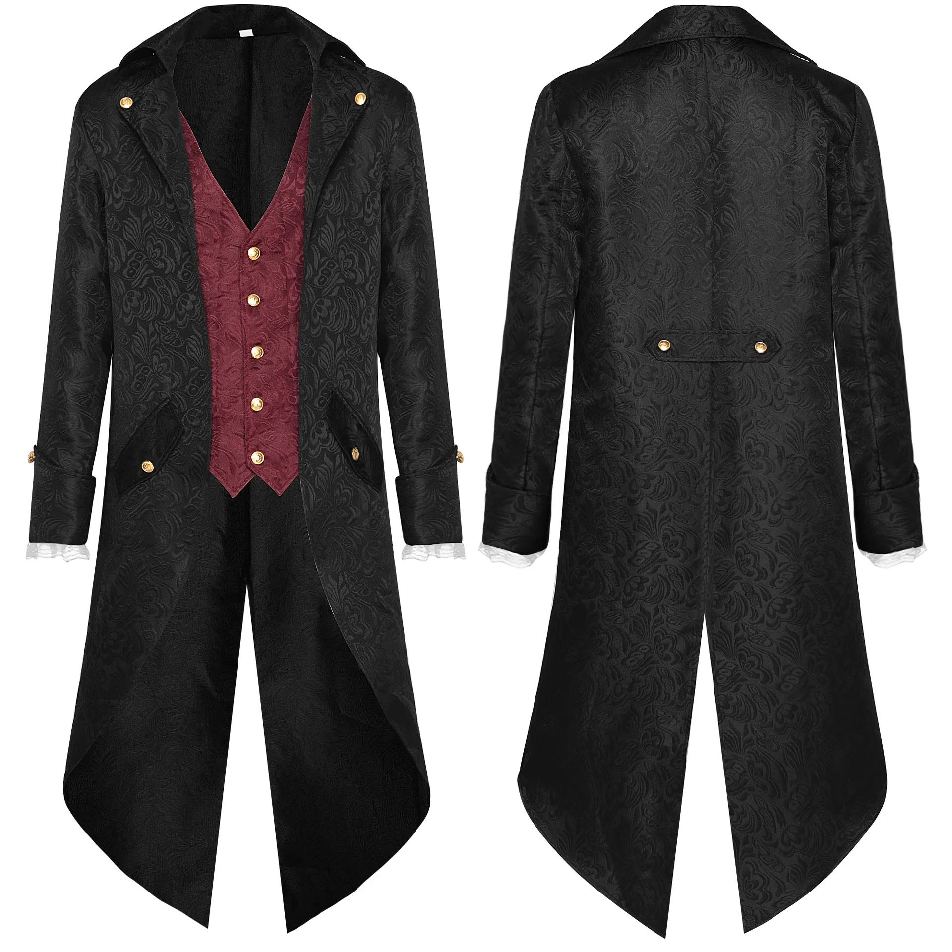 Jaqueta de vampiro renascentista medieval masculina, casaco gótico Steampunk, casaco de vestido vitoriano, Steampunk, vintage, roxo, 4XL